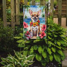 Load image into Gallery viewer, Chihuahua Luau Garden Flag – Tropical Dog Decor with Hibiscus &amp; Palm Leaves