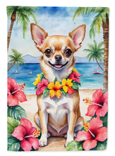 Load image into Gallery viewer, Chihuahua Luau Garden Flag – Tropical Dog Decor with Hibiscus &amp; Palm Leaves