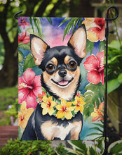 Load image into Gallery viewer, Chihuahua Luau Garden Flag – Tropical Dog Decor with Hibiscus &amp; Palm Leaves