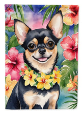 Load image into Gallery viewer, Chihuahua Luau Garden Flag – Tropical Dog Decor with Hibiscus &amp; Palm Leaves