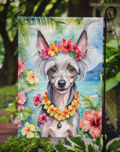 Load image into Gallery viewer, Chinese Crested Luau Garden Flag – Tropical Dog Decor with Hibiscus &amp; Palm Leaves
