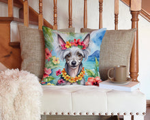 Load image into Gallery viewer, Chinese Crested Luau Throw Pillow - 14x14 Decorative Pillow – Art for Your Home &amp; Patio