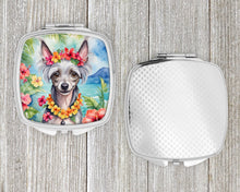 Load image into Gallery viewer, Chinese Crested Luau Compact Mirror – Stylish Purse Mirror with Artistic Covers