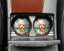 Load image into Gallery viewer, Cockapoo Luau Car Coasters – Set of 2 - Absorbent Stone with Fun &amp; Functional Artwork