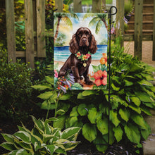 Load image into Gallery viewer, Cocker Spaniel Luau Garden Flag – Tropical Dog Decor with Hibiscus &amp; Palm Leaves