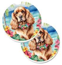 Load image into Gallery viewer, Cocker Spaniel Luau Car Coasters – Set of 2 - Absorbent Stone with Fun &amp; Functional Artwork
