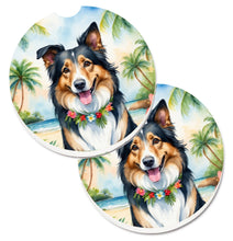 Load image into Gallery viewer, Collie Luau Car Coasters – Set of 2 - Absorbent Stone with Fun &amp; Functional Artwork
