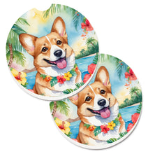 Load image into Gallery viewer, Corgi Luau Car Coasters – Set of 2 - Absorbent Stone with Fun &amp; Functional Artwork
