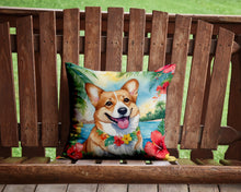 Load image into Gallery viewer, Corgi Luau Throw Pillow - 14x14 Decorative Pillow – Art for Your Home &amp; Patio