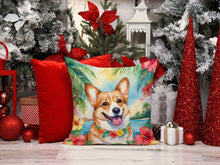 Load image into Gallery viewer, Corgi Luau Throw Pillow - 14x14 Decorative Pillow – Art for Your Home &amp; Patio
