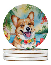 Load image into Gallery viewer, Corgi Luau Large Sandstone Coasters Pack of 4