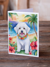 Load image into Gallery viewer, Coton de Tulear Luau Greeting Cards - Blank Note Cards – 8-Pack of Artist-Designed Cards with Envelopes
