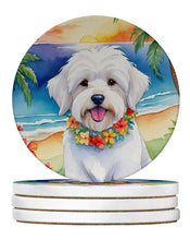 Load image into Gallery viewer, Coton de Tulear Luau Large Sandstone Coasters Pack of 4