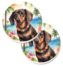 Load image into Gallery viewer, Dachshund Luau Car Coasters – Set of 2 - Absorbent Stone with Fun &amp; Functional Artwork