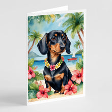 Load image into Gallery viewer, Dachshund Luau Greeting Cards - Blank Note Cards – 8-Pack of Artist-Designed Cards with Envelopes
