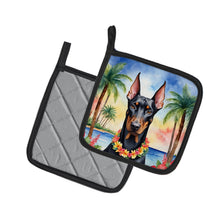 Load image into Gallery viewer, Doberman Pinscher Luau Pot Holders - Set of 2 Decorative Kitchen Helpers | Made in the USA