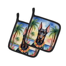 Load image into Gallery viewer, Doberman Pinscher Luau Pot Holders - Set of 2 Decorative Kitchen Helpers | Made in the USA