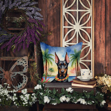 Load image into Gallery viewer, Doberman Pinscher Luau Throw Pillow - 14x14 Decorative Pillow – Art for Your Home &amp; Patio