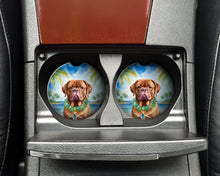 Load image into Gallery viewer, Dogue de Bordeaux Luau Car Coasters – Set of 2 - Absorbent Stone with Fun &amp; Functional Artwork