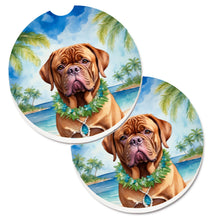 Load image into Gallery viewer, Dogue de Bordeaux Luau Car Coasters – Set of 2 - Absorbent Stone with Fun &amp; Functional Artwork