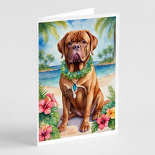 Load image into Gallery viewer, Dogue de Bordeaux Luau Greeting Cards - Blank Note Cards – 8-Pack of Artist-Designed Cards with Envelopes