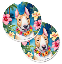 Load image into Gallery viewer, English Bull Terrier Luau Car Coasters – Set of 2 - Absorbent Stone with Fun &amp; Functional Artwork