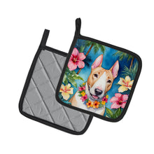 Load image into Gallery viewer, English Bull Terrier Luau Pot Holders - Set of 2 Decorative Kitchen Helpers | Made in the USA