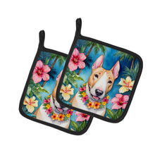 Load image into Gallery viewer, English Bull Terrier Luau Pot Holders - Set of 2 Decorative Kitchen Helpers | Made in the USA