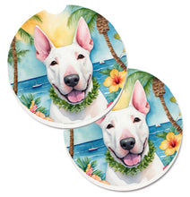 Load image into Gallery viewer, English Bull Terrier Luau Car Coasters – Set of 2 - Absorbent Stone with Fun &amp; Functional Artwork