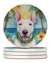Load image into Gallery viewer, English Bull Terrier Luau Large Sandstone Coasters Pack of 4