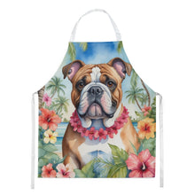 Load image into Gallery viewer, English Bulldog Luau Apron – Artist-Designed Kitchen, BBQ &amp; Craft Apron