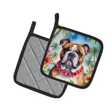 Load image into Gallery viewer, English Bulldog Luau Pot Holders - Set of 2 Decorative Kitchen Helpers | Made in the USA