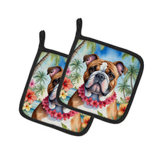 Load image into Gallery viewer, English Bulldog Luau Pot Holders - Set of 2 Decorative Kitchen Helpers | Made in the USA
