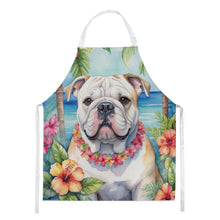 Load image into Gallery viewer, English Bulldog Luau Apron – Artist-Designed Kitchen, BBQ &amp; Craft Apron