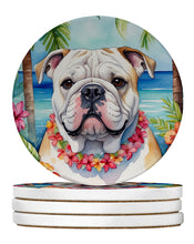 Load image into Gallery viewer, English Bulldog Luau Large Sandstone Coasters Pack of 4
