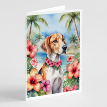 Load image into Gallery viewer, English Foxhound Luau Greeting Cards - Blank Note Cards – 8-Pack of Artist-Designed Cards with Envelopes