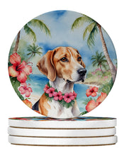 Load image into Gallery viewer, English Foxhound Luau Large Sandstone Coasters Pack of 4