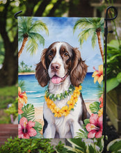 Load image into Gallery viewer, English Springer Spaniel Luau Garden Flag – Tropical Dog Decor with Hibiscus &amp; Palm Leaves