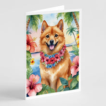 Load image into Gallery viewer, Finnish Spitz Luau Greeting Cards - Blank Note Cards – 8-Pack of Artist-Designed Cards with Envelopes