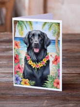 Load image into Gallery viewer, Flat-Coated Retriever Luau Greeting Cards - Blank Note Cards – 8-Pack of Artist-Designed Cards with Envelopes