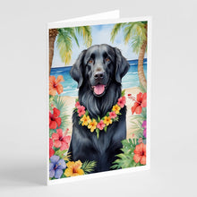 Load image into Gallery viewer, Flat-Coated Retriever Luau Greeting Cards - Blank Note Cards – 8-Pack of Artist-Designed Cards with Envelopes