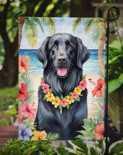 Load image into Gallery viewer, Flat-Coated Retriever Luau Garden Flag – Tropical Dog Decor with Hibiscus &amp; Palm Leaves