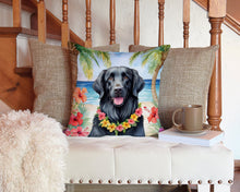 Load image into Gallery viewer, Flat-Coated Retriever Luau Throw Pillow - 14x14 Decorative Pillow – Art for Your Home &amp; Patio