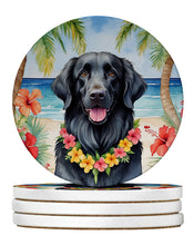 Load image into Gallery viewer, Flat-Coated Retriever Luau Large Sandstone Coasters Pack of 4