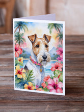 Load image into Gallery viewer, Fox Terrier Luau Greeting Cards - Blank Note Cards – 8-Pack of Artist-Designed Cards with Envelopes