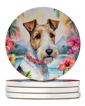 Load image into Gallery viewer, Fox Terrier Luau Large Sandstone Coasters Pack of 4