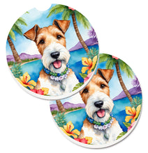 Load image into Gallery viewer, Fox Terrier Luau Car Coasters – Set of 2 - Absorbent Stone with Fun &amp; Functional Artwork