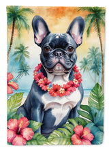 Load image into Gallery viewer, French Bulldog Luau Garden Flag – Tropical Dog Decor with Hibiscus &amp; Palm Leaves