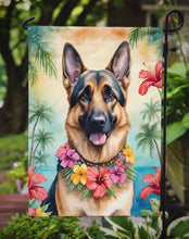 Load image into Gallery viewer, German Shepherd Luau Garden Flag – Tropical Dog Decor with Hibiscus &amp; Palm Leaves