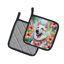 Load image into Gallery viewer, White German Shepherd Luau Pot Holders - Set of 2 Decorative Kitchen Helpers | Made in the USA